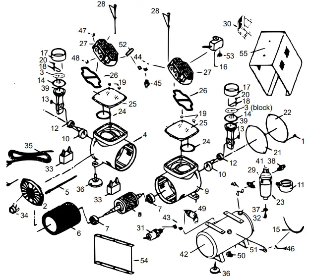 Exploded view and parts list
