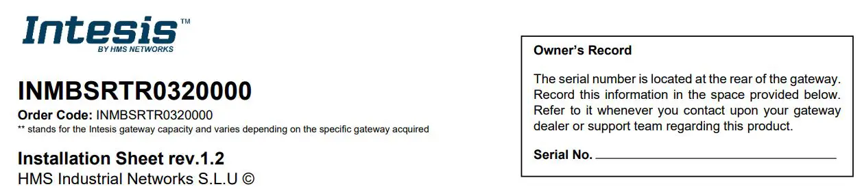 Intesis INMBSRTR0320000 Installation Guide