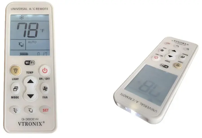 VTRONIX Q380 EW Wi Fi Enabled Mini Split Remote Control - FLASHLIGHT
