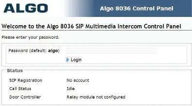 ALGO 8036 SIP Multimedia Intercom - Network Setup