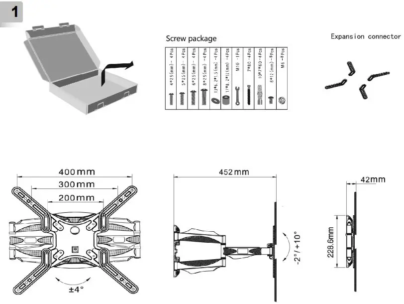 gembird WM-60RT-01 Premium TV Wall Mount (Rotate and Tilt) 32 Inch 60 Inch 35 Kg-fig2