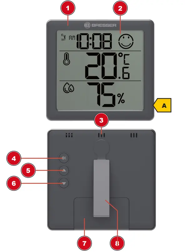BRESSER Climate Smile Digital Thermometer - Parts overview