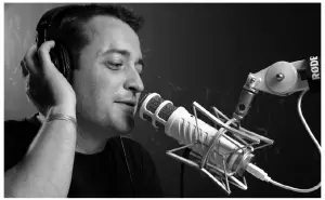 a man wearing a microphone