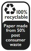 PHILIPS SPS6024BC-37 6-Outlet 2-USB Wall Tap with Surge Protection and Device Shelf User Manual - Recycle icon