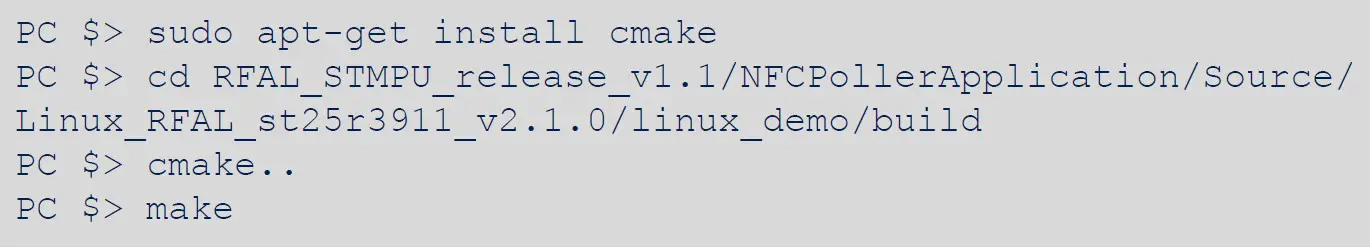 How to build the RFAL Linux application code 01