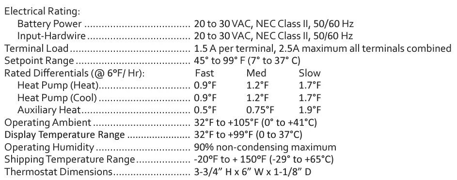 EMERSON 1F83H-21PR 80 Series Heat Pump Thermostat-specification