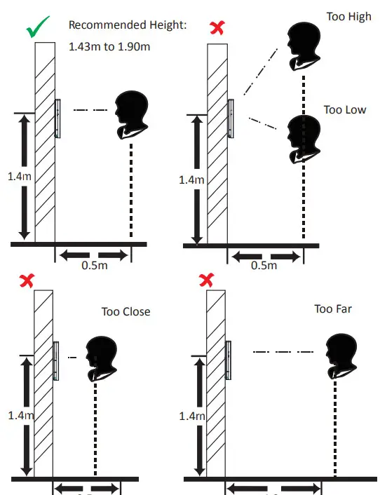 LTS LTK3410MF Face Recognition Terminal -Recommended Distance