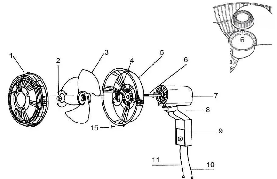 HELLER HWF40P 40cm Wall Fan with Pull Cord - clockwise