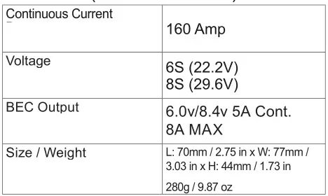 ARRMA Ehicle With Waterproof Electronics - SPECIFICATIONS-Spektrum TM FIRMA ESC