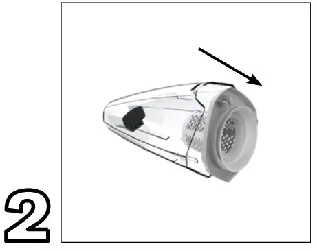 HOLD DIRT CUP OVER A WASTEBASKET