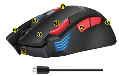 HXSJ T88 Macro Definition Programmable Wireless Charging Gaming Mouse - fig
