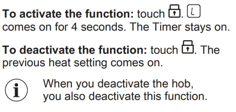 AEG ILB64334CB Induction Hob User Manual - Lock