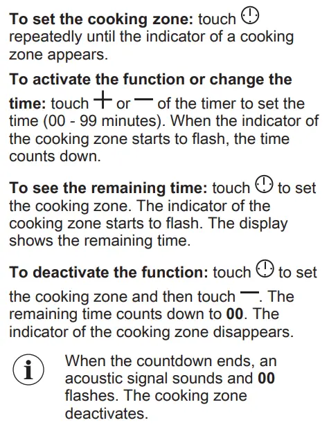 AEG ILB64334CB Induction Hob User Manual - To set the cooking zone