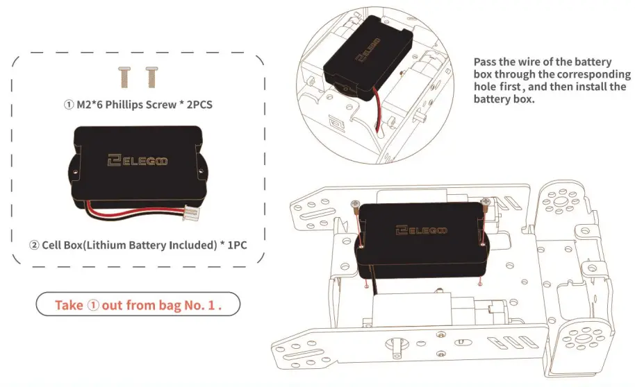 ELEGOO OwlBot Smart Robot Car Kit - battry box
