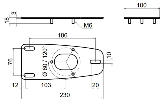 Dimensions of the Ceiling Mount Assembly