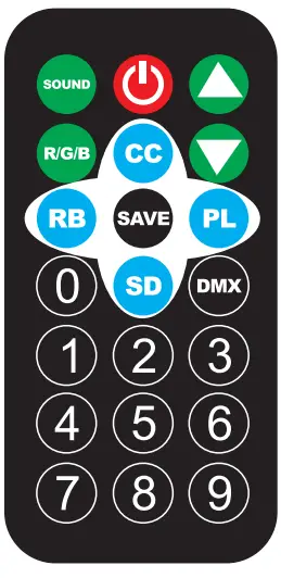 Guangzhoushiwuguangshisewutaisebeiyouxianggongsi SP 017 Par Light with Remote Controller