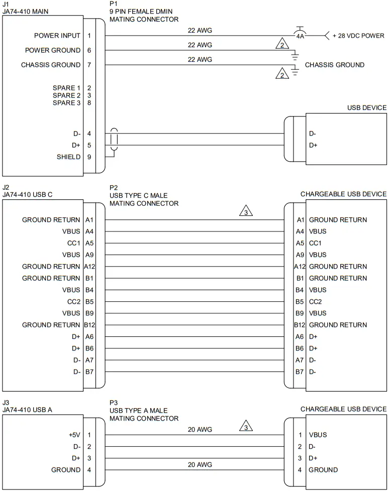 JUPITER AVIONICS JA72 410 Glove Box with USB A and USB C Charger - Diagram
