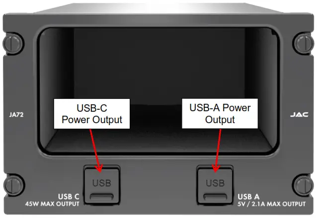 JUPITER AVIONICS JA72 410 Glove Box with USB A and USB C Charger - Front Panel Connectors