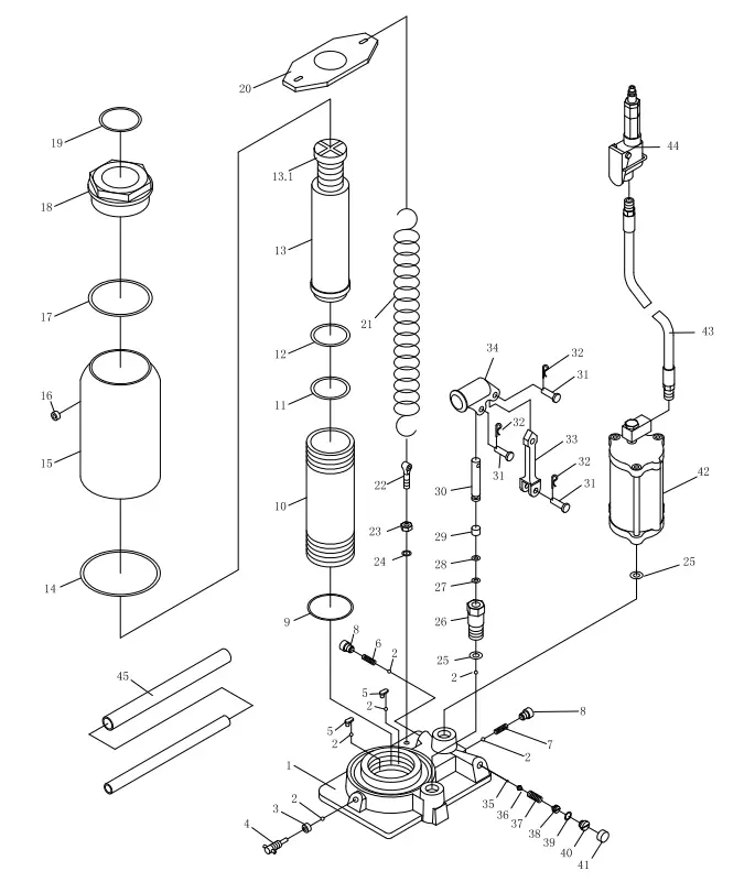 PITTSBURGH AUTOMOTIVE 95553 20 Ton Capacity Air or Hydraulic Bottle Jack - Diagram