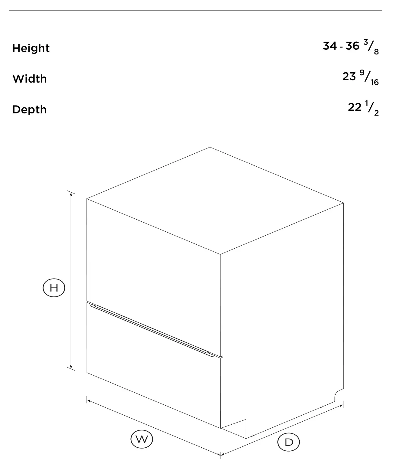 Fisher Paykel DD24DHTI9 Integrated Double DishDrawer Dishwasher, Tall, Sanitize - DIMENSIONS