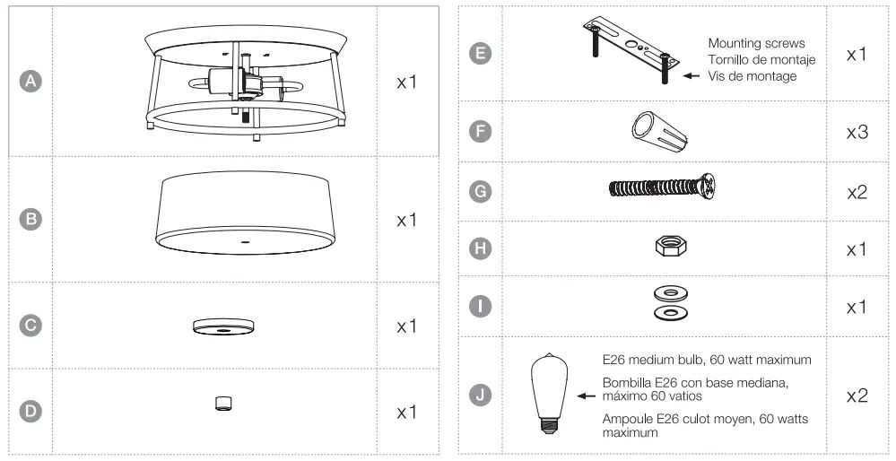PROGRESS LIGHTING 60347 2-Light Dark Bronze Flush Mount-fig3