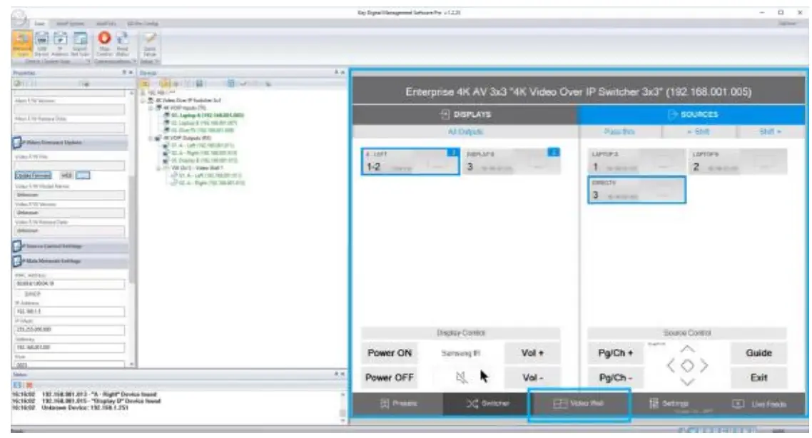 Control the system using KDMS Pro’s control UI section