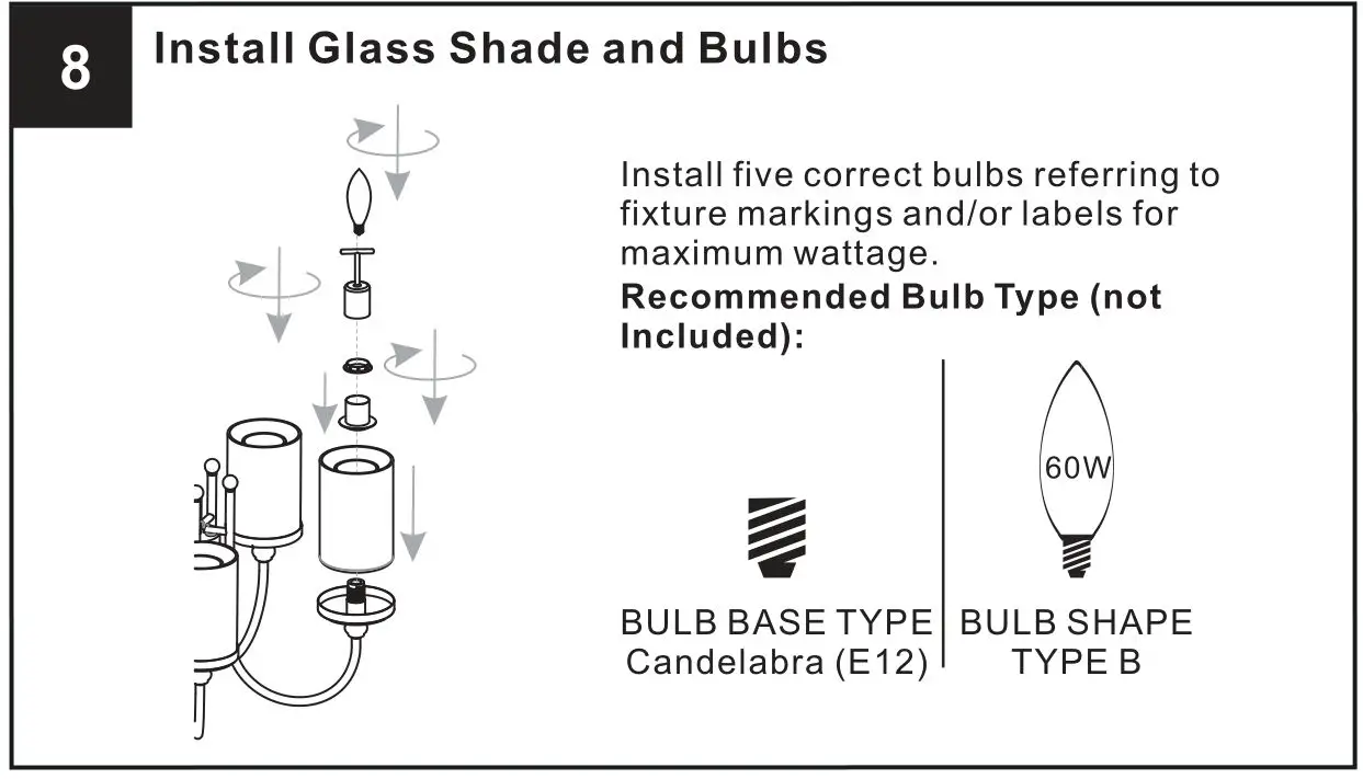 QUOIZEL ROW5022MBK Rowland 5-Light Matte Black Chandelier - Install Glass Shade and Bulbs