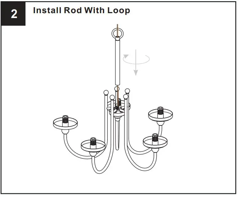 QUOIZEL ROW5022MBK Rowland 5-Light Matte Black Chandelier - Install Rod With Loop
