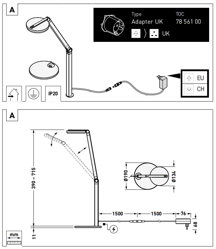 TRILUX CULTEGA T COM LED Compact Desktop Luminaire - fig 2