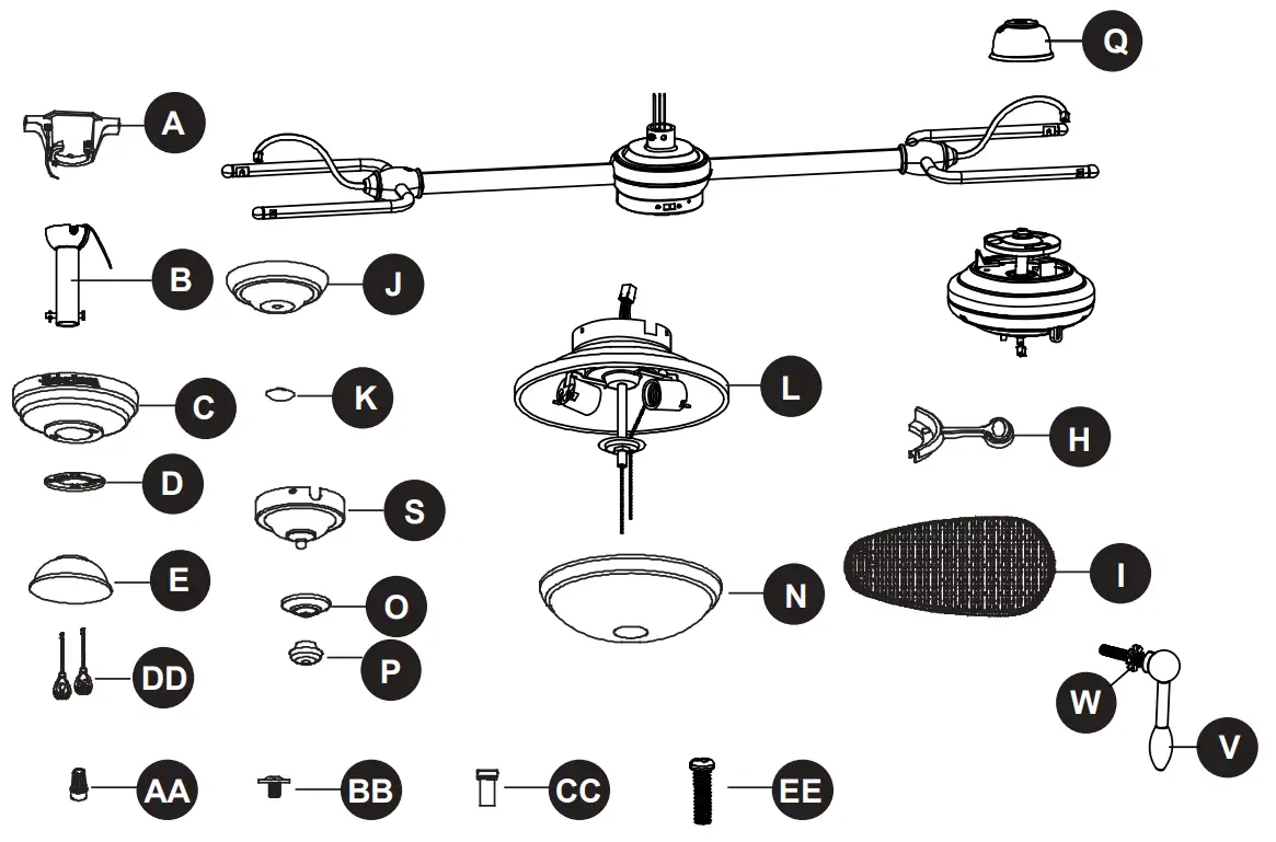 Harbor Breeze L0982-CBK Twin Breeze II Ceiling Fan - fig 44
