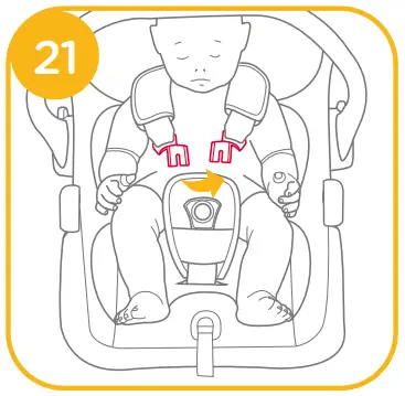 Securing Child in the enhanced Infant Child Restraint