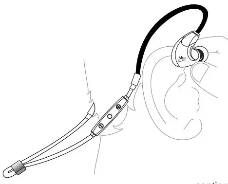 MEELECTRONICS Bluetooth Wireless Headphones X7 - Place the cable behind your neck and put the earphones in your ears