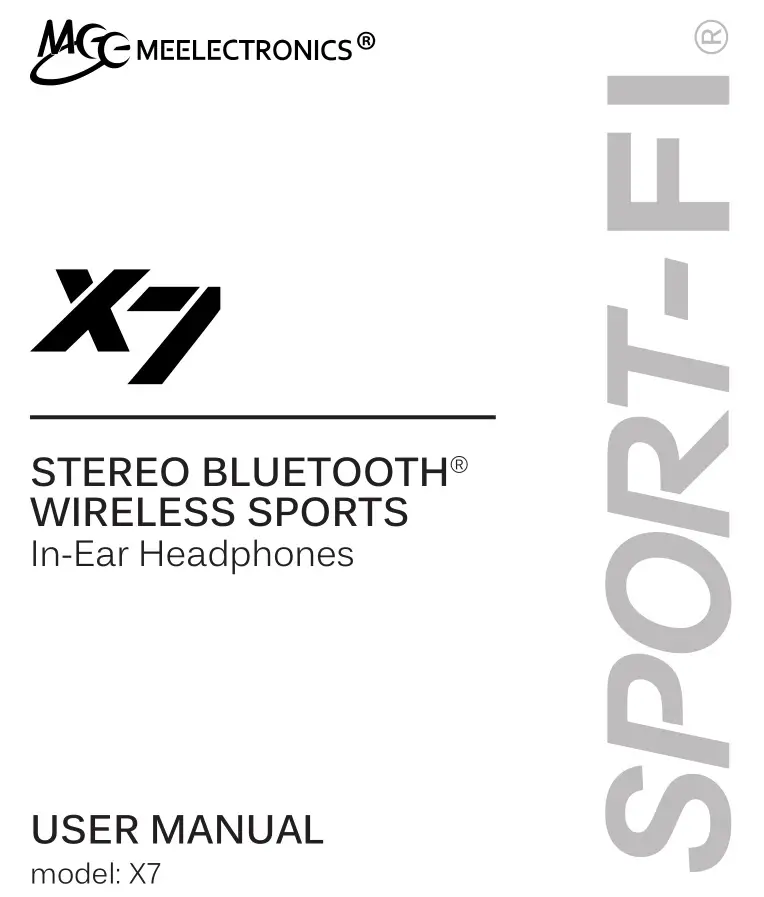 MEELECTRONICS Stereo Bluetooth Wireless Sports In-Ear Headphones X7 User Manual