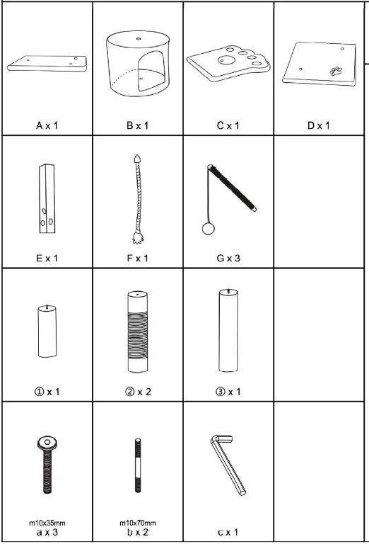 MAX PETS 8720512987591 Cat Scratching Pole with House Light Grey Instructions 01