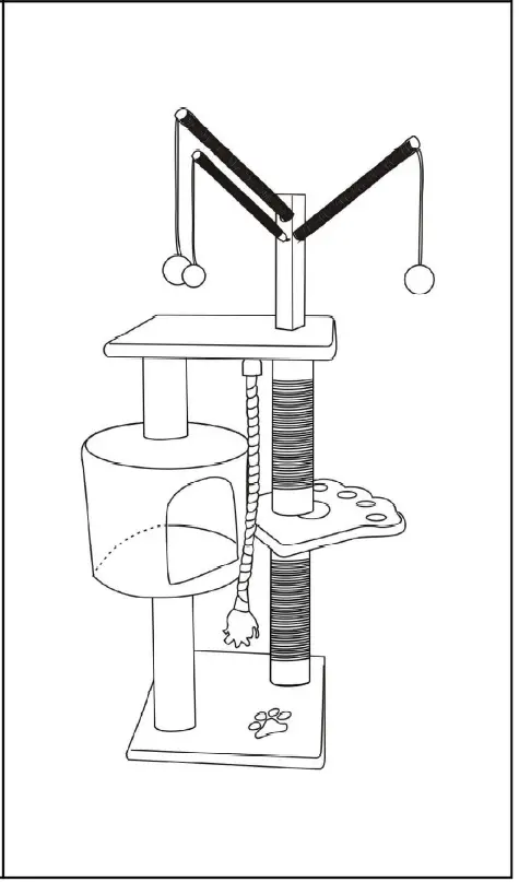 MAX PETS 8720512987591 Cat Scratching Pole with House Light Grey Instructions 03