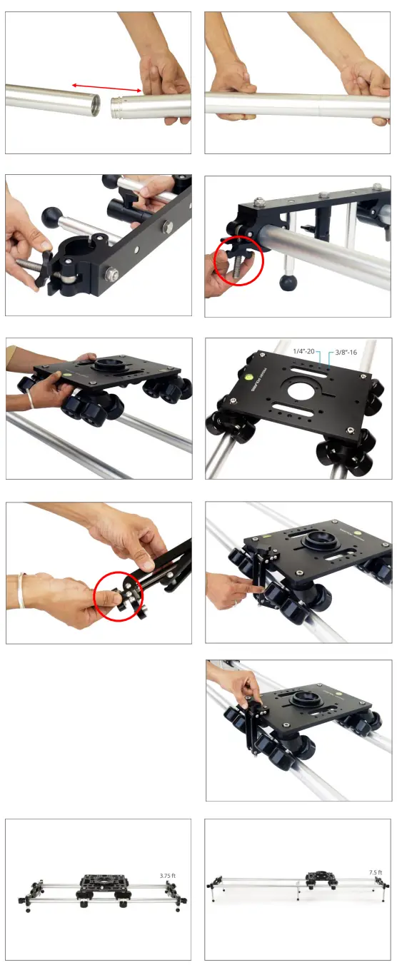 PROAIM TRK-4P 7.5ft Track Aluminium Pipe Kit - Setup