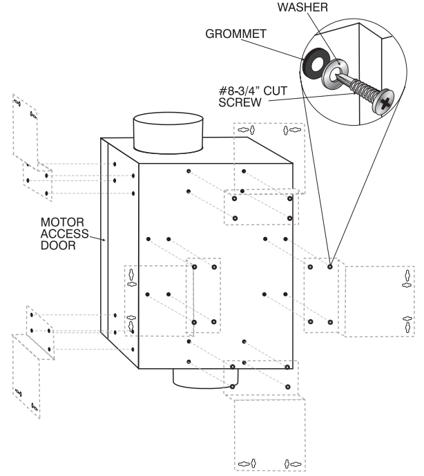 Alde VS Series In Line Ventilators Fan - MOUNTING BRACKET LOCATIONS