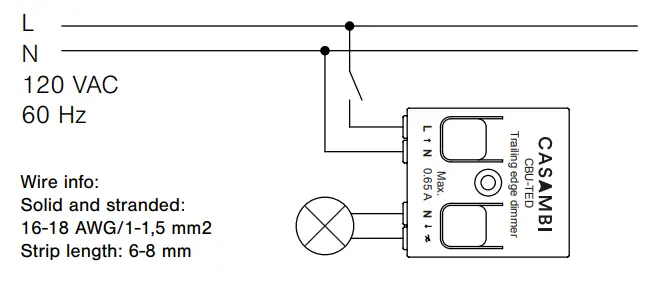 CASAMBI CBU-TED Bluetooth Controllable Dimmer - Wiring diagram