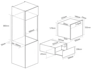 caple WD290BK Sense Warming Drawer - DIMENSIONS