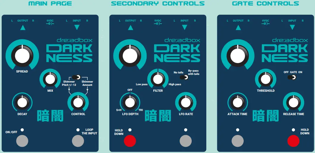 dreadbox DBX DARK Darkness Stereo Reverb Effect Pedal - fig1