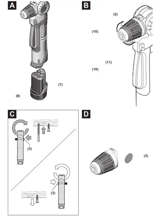 BOSCH GWB 12V 10 Professional Cordless Angle Drill- 3