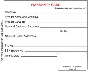 Warranty Card