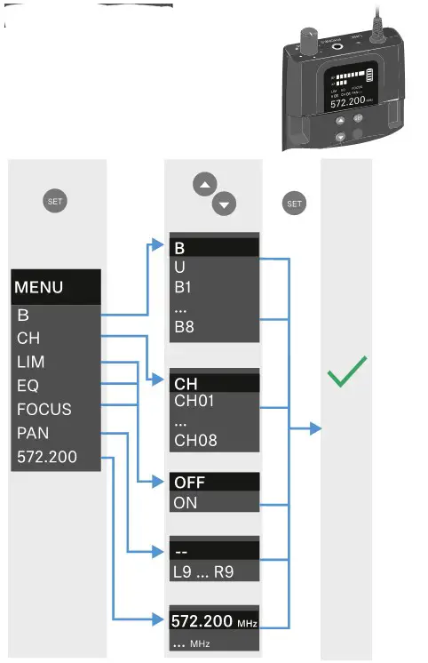 SENNHEISER XSW IEM EK XS Wireless In-Ear Monitoring System - Menu XSW IEM EK
