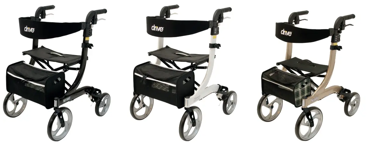 drive B009SOC9PI Nitro 4 Wheel Rollator Walker With Seat