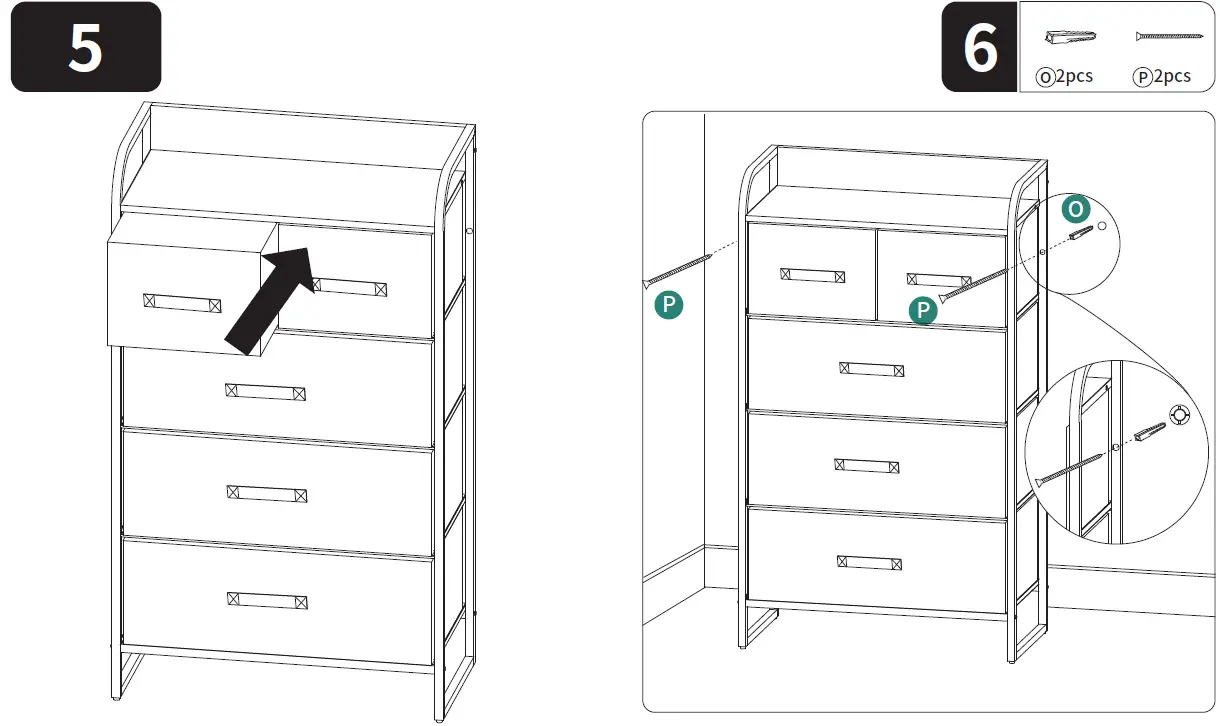 YITAHOME FTBFSD-0029-E 5-Drawer Storage Chest-7