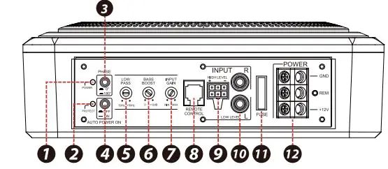 PYLE Lanzar SBA8A 8 Inch 600W Low Profile Active Amplified Car Audio Subwoofer System User Manual - Control Panel and Features