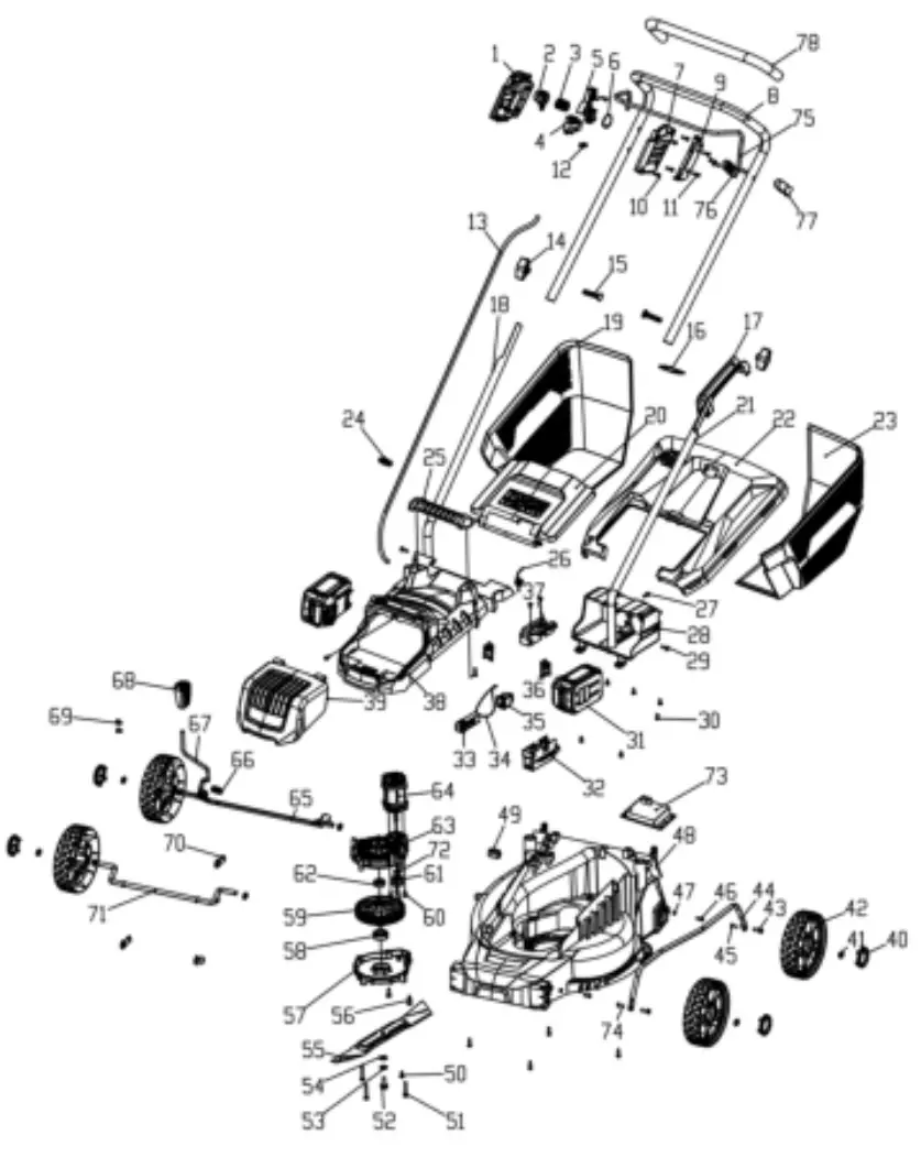 VONROC LM504DC Lawnmower parts