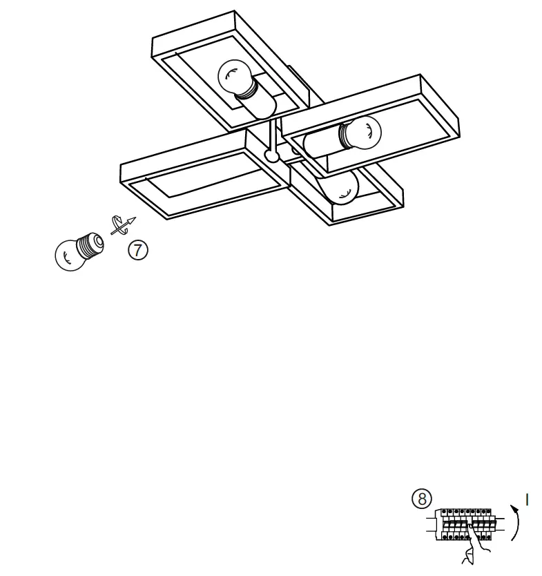 Leuchten Direkt 996794 FRAME 4-Light Antique Black and Distressed Light Brown Wood fig 3