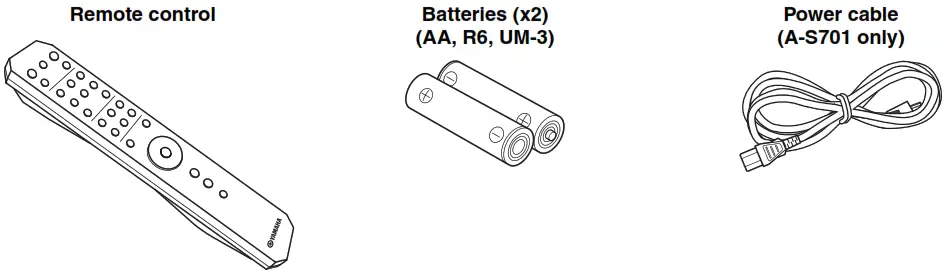 YAMAHA A-S701,A-S301,A-S501, Integrated Amplifier - SUPPLIED ACCESSORIES