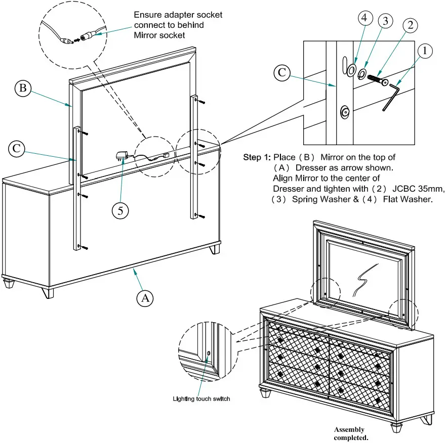 Best Quality Furniture 9749 Venetian 6 Piece Champagne Eastern King Bedroom Set - Figure 21